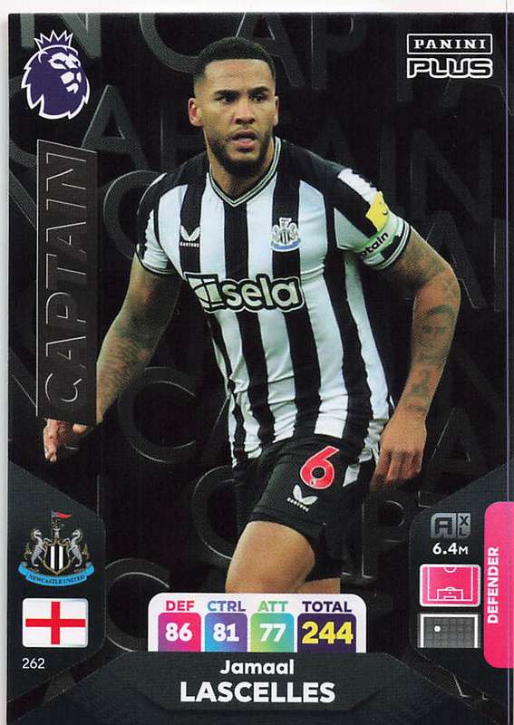 JAMAAL LASCELLES - PANINI E/Premier League PLUS 2024 - `CAPTAIN` TRADING CARD 262