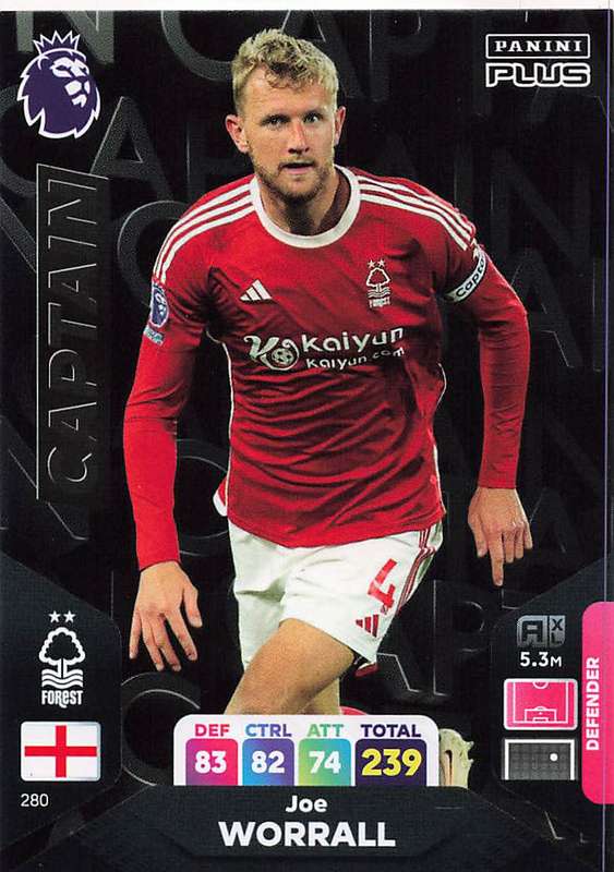 JOE WORRALL - PANINI E/Premier League PLUS 2024 - `CAPTAIN` TRADING CARD 280