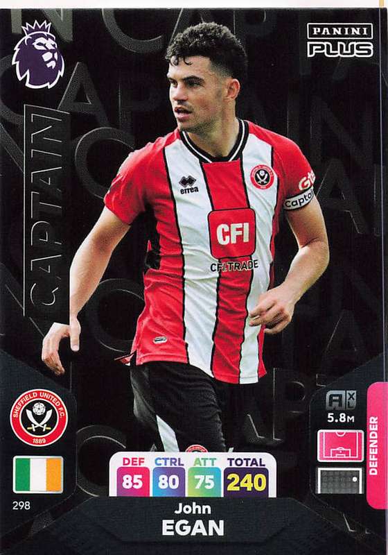 JOHN EGAN - PANINI E/Premier League PLUS 2024 - `CAPTAIN` TRADING CARD 298