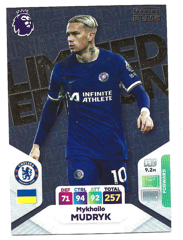 MYKALLO MUDRYK - PANINI English Premier League PLUS 2024 - RARE `LIMITED EDITION` TRADING CARD