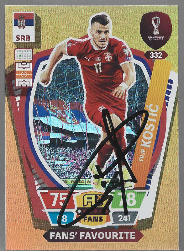 FILIP KOSTIC (Serbia) - PANINI `FIFA WORLD CUP 2022` QATAR - Personally SIGNED TRADING CARD