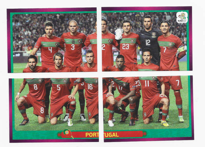 PORTUGAL -PANINI EURO 2012 STICKER COLLECTION - TEAM SET OF 4 STICKERS with RONALDO