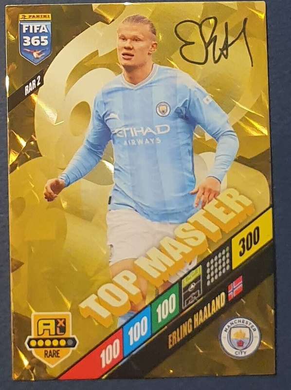 ERLING HAALAND - PANINI `FIFA 365 COLLECTION` 2024 - GOLD `TOP MASTER` FOIL TRADING CARD 2