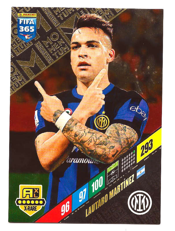 LAUTARO MARTINEZ - PANINI `FIFA 365 COLLECTION` 2024 - RARE GOLD `MOMENTUM` FOIL TRADING CARD
