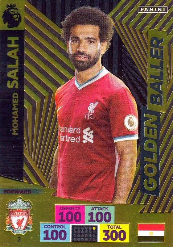 MOHAMED SALAH - PANINI Adrenalyn EPL 2020/2021 - RARE GOLD `INVINCIBLE` TRADING CARD 2