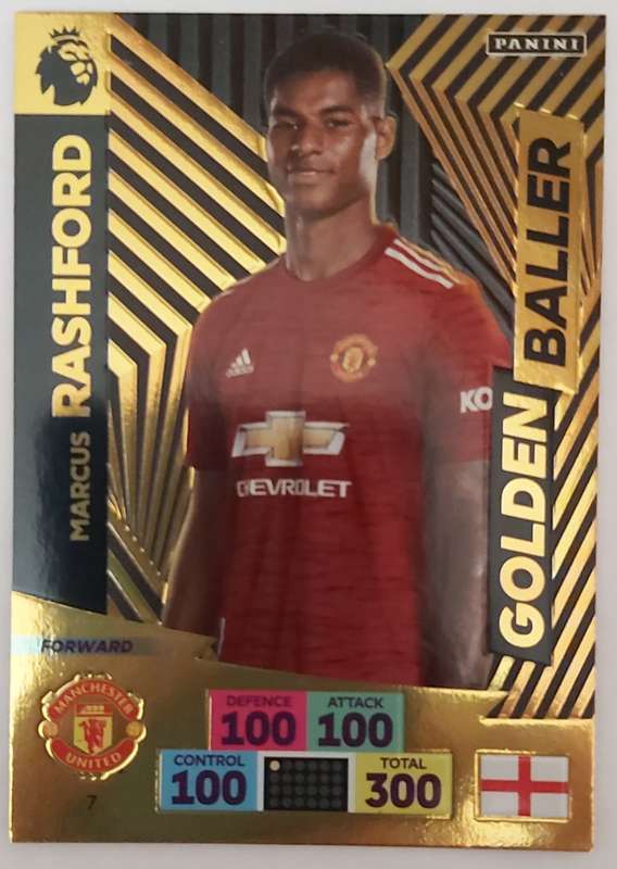 MARCUS RASHFORD - PANINI Adrenalyn EPL 2020/2021 - RARE GOLD `GOLDEN BALLER` TRADING CARD 7