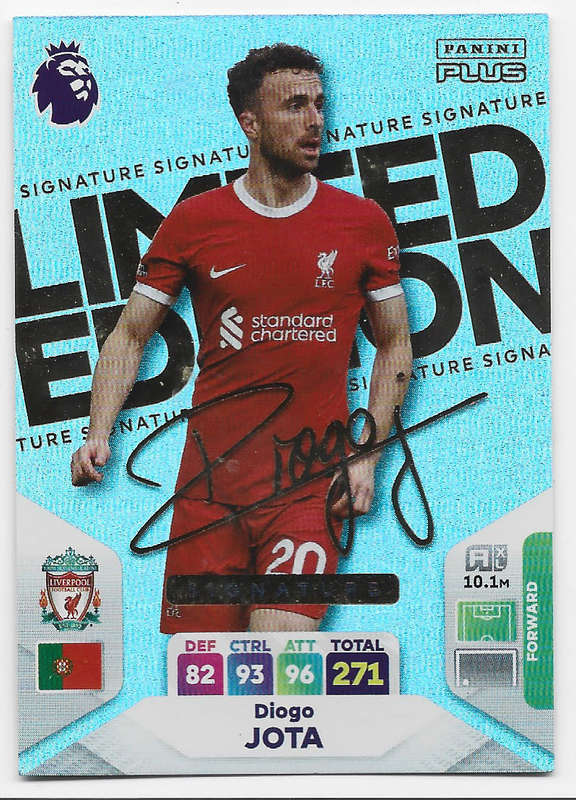 DIOGO JOTA - PANINI English Premier League PLUS 2024 - RARE SIGNATURE `LIMITED EDITION` CARD