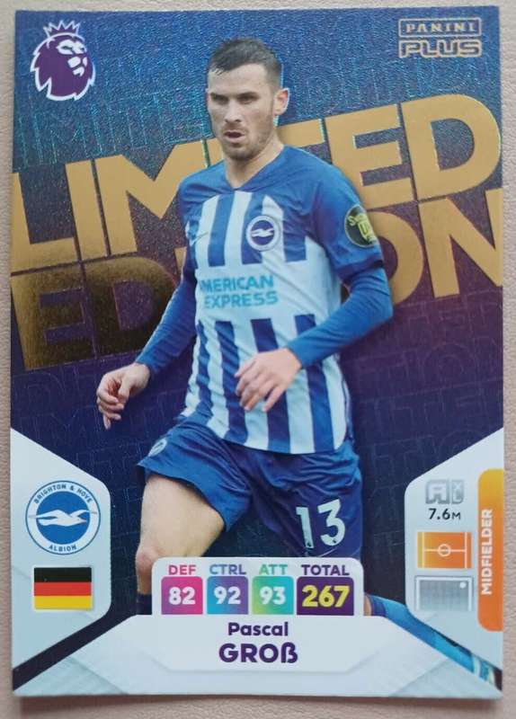 PASCAL GROB - PANINI English Premier League PLUS 2024 - RARE `LIMITED EDITION` TRADING CARD