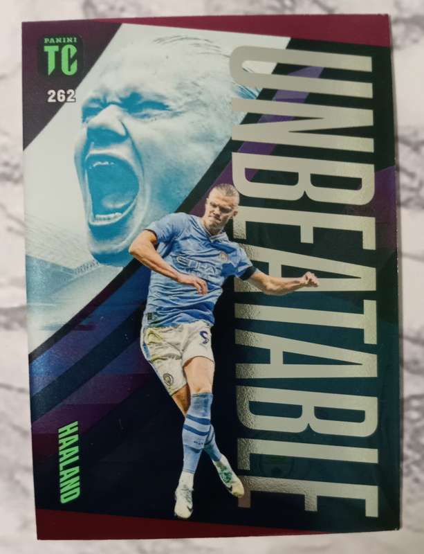 ERLING HAALAND - PANINI `TOP CLASS` 2024 - RARE PURPLE FOIL `UNBEATABLE` TRADING CARD 262