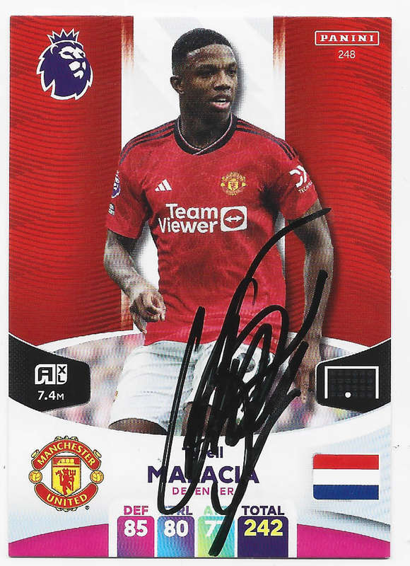 TYLER MALACIA (Man. United) - PANINI EPL 2024 -  Personally `AUTOGRAPHED` TRADING CARD