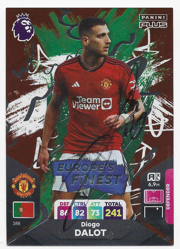 DIOGO DALOT (Man. United) - PANINI EPL 2024 -  Personally `AUTOGRAPHED` TRADING CARD