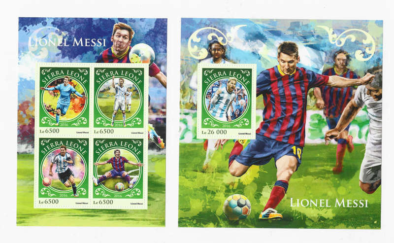 LIONEL MESSI (Arg. Barcelona) - SIERRA LEONE 2016 - Set of 2 M/Sheets Messi Legend
