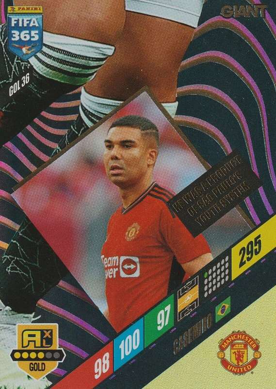 CASEMIRO - PANINI `FIFA 365 COLLECTION` 2024 - GOLD `GIANT` FOIL TRADING CARD GOL36