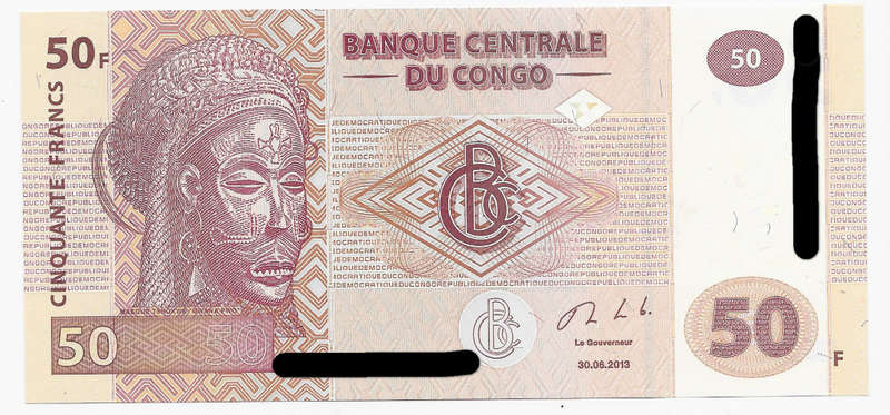 CONGO CENTRAL BANK - 50 FRANCS BANK NOTE 2013  KE - NOTE in   UNC. CONDITION