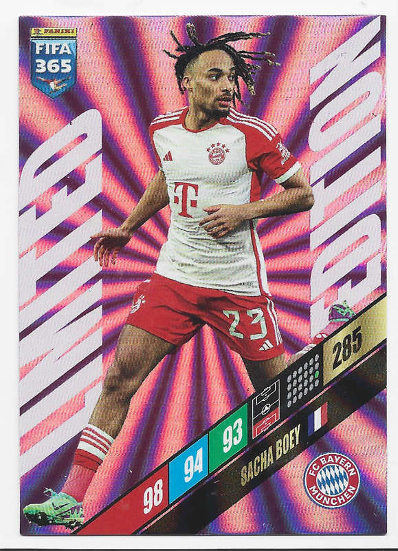 SACHA BOEY - PANINI `FIFA 365 COLLECTION` 2024 - `LIMITED EDITION` FOIL TRADING CARD
