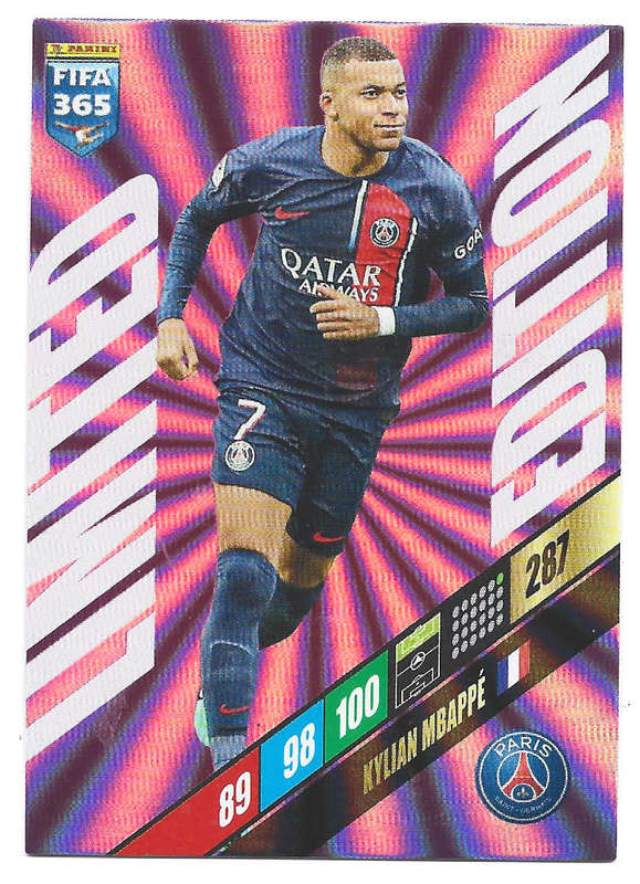 KYLLIAN MBAPPE - PANINI `FIFA 365 COLLECTION` UPDATES 2024 - `LIMITED EDITION` FOIL TRADING CARD