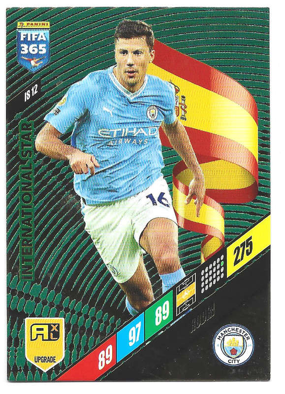 RODRI - PANINI `FIFA 365 COLLECTION` UPDATES 2024 - FOIL `INTERNATIONAL STAR" CARD IS12