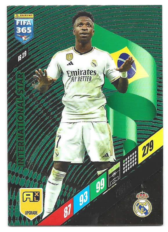 VINICIUS Jr - PANINI `FIFA 365 COLLECTION` UPDATES 2024 - FOIL `INTERNATIONAL STAR" CARD IS29