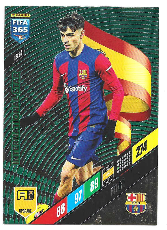 PEDRI - PANINI `FIFA 365 COLLECTION` UPDATES 2024 - FOIL `INTERNATIONAL STAR" CARD IS24