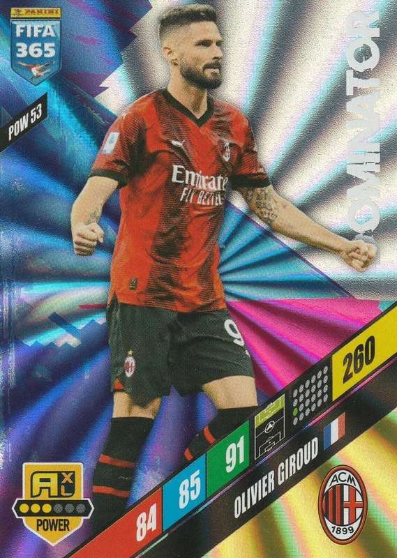 OLIVIER GIROUD - PANINI `FIFA 365 COLLECTION` 2024 - `DOMINATOR` FOIL TRADING CARD POW53