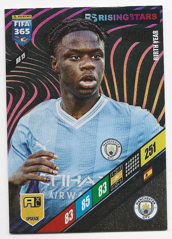 MAHAMADOU SUSOH - PANINI `FIFA 365 COLLECTION` UPD. 2024 - GOLD `RISING STAR` FOIL TRADING CARD RS15