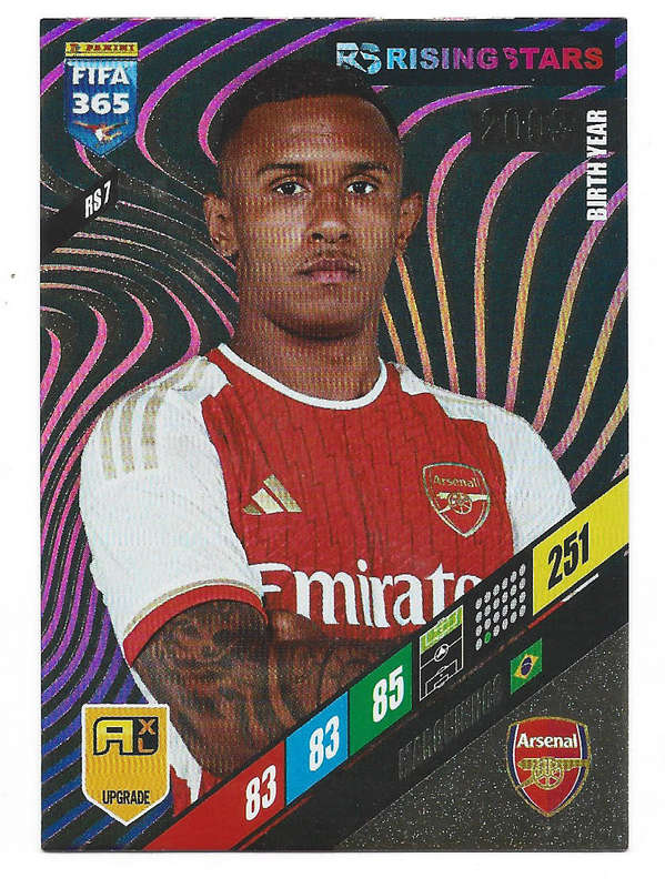 MARQUINHOS - PANINI `FIFA 365 COLLECTION` UPD. 2024 - GOLD `RISING STAR` FOIL TRADING CARD RS7