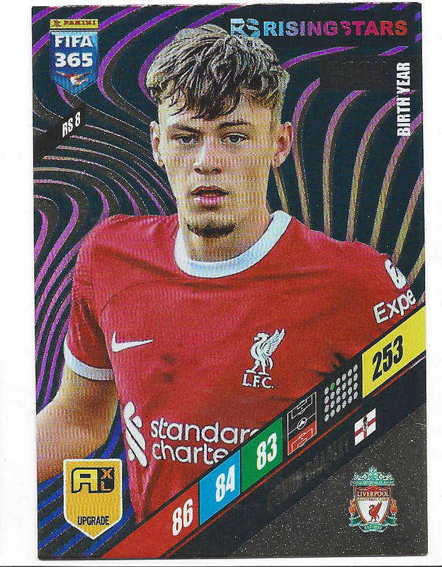 ONOR BRADLEY - PANINI `FIFA 365 COLLECTION` UPD. 2024 - GOLD `RISING STAR` FOIL TRADING CARD RS8