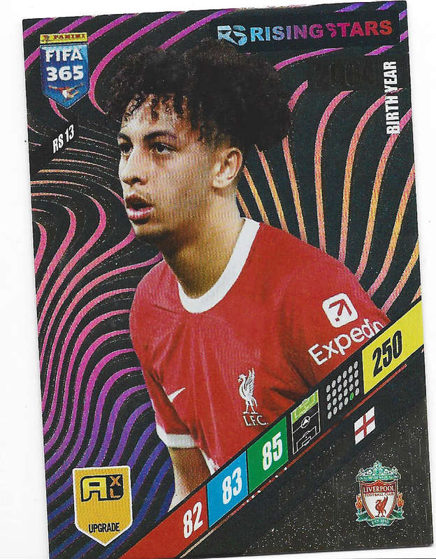KAIDE GORDON - PANINI `FIFA 365 COLLECTION` UPD. 2024 - GOLD `RISING STAR` FOIL TRADING CARD RS13