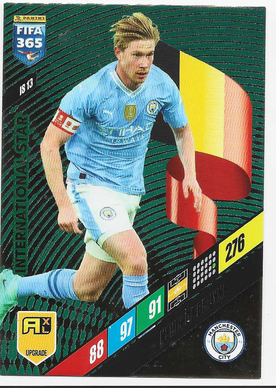 KEVIN DE BRUYNE - PANINI `FIFA 365 COLLECTION` UPDATES 2024 - FOIL `INTERNATIONAL STAR" CARD IS13