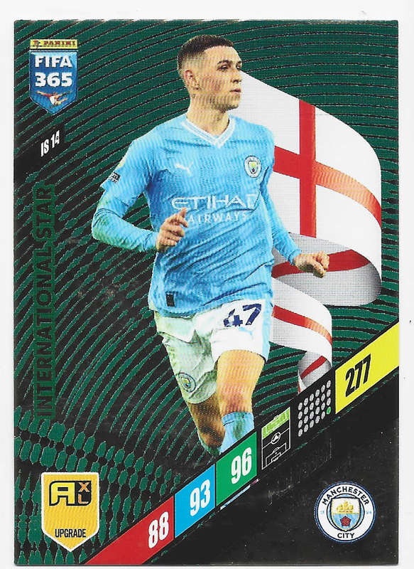 PHIL FODEN - PANINI `FIFA 365 COLLECTION` UPDATES 2024 - FOIL `INTERNATIONAL STAR" CARD IS14