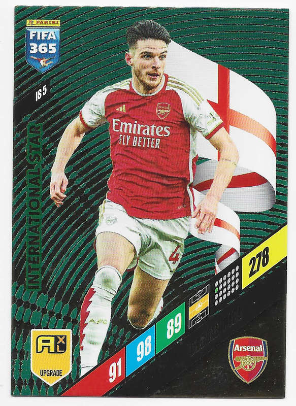 DECLAN RICE - PANINI `FIFA 365 COLLECTION` UPDATES 2024 - FOIL `INTERNATIONAL STAR" CARD IS5