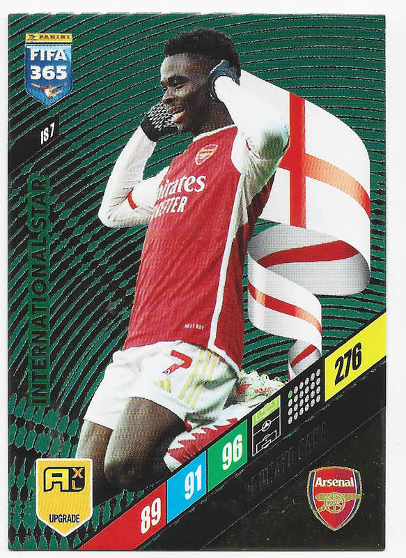 BUKAYO SAKA - PANINI `FIFA 365 COLLECTION` UPDATES 2024 - FOIL `INTERNATIONAL STAR" CARD IS7