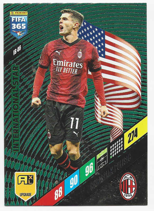 CHRISTIAN PULISIC - PANINI `FIFA 365 COLLECTION` UPDATES 2024 - FOIL `INTERNATIONAL STAR" CARD IS46