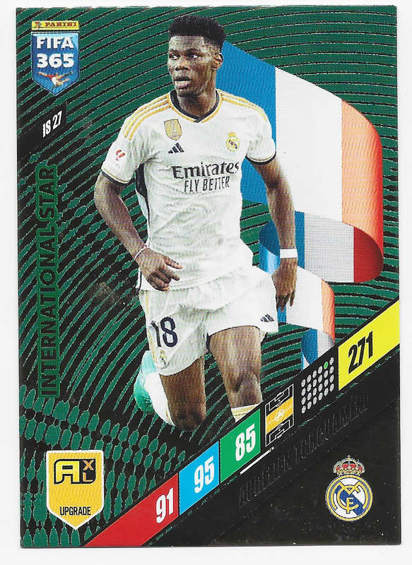AUR. TCHOUAMENI - PANINI `FIFA 365 COLLECTION` UPDATES 2024 - FOIL `INTERNATIONAL STAR" CARD IS27