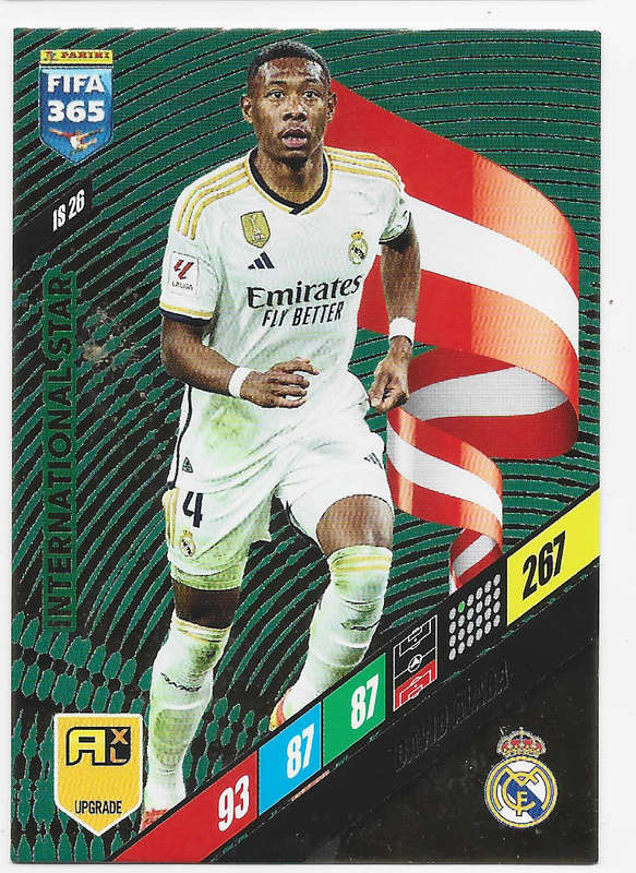 DAVID ALABA - PANINI `FIFA 365 COLLECTION` UPDATES 2024 - FOIL `INTERNATIONAL STAR" CARD IS26