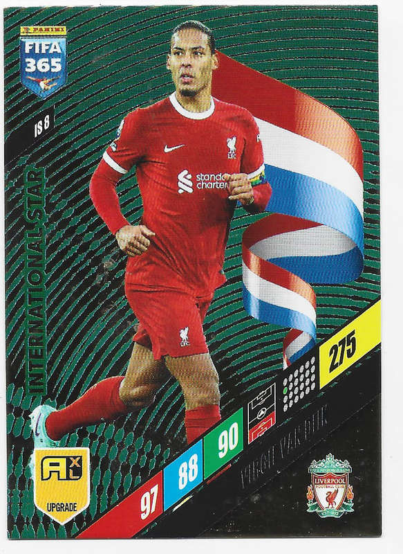 VIRGIL VAN DIJK  - PANINI `FIFA 365 COLLECTION` UPDATES 2024 - FOIL `INTERNATIONAL STAR" CARD IS8