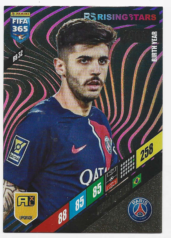 LUCAS BERALDO - PANINI `FIFA 365 COLLECTION` UPD. 2024 - `RISING STAR` FOIL TRADING CARD RS32
