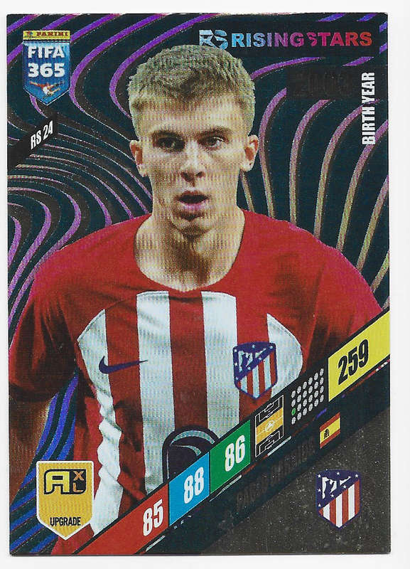 PABLO BARRIOS - PANINI `FIFA 365 COLLECTION` UPD. 2024 - `RISING STAR` FOIL TRADING CARD RS24