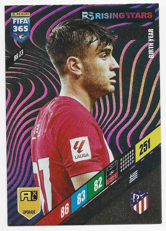 ILIAS KOSTIS - PANINI `FIFA 365 COLLECTION` UPD. 2024 - `RISING STAR` FOIL TRADING CARD RS23
