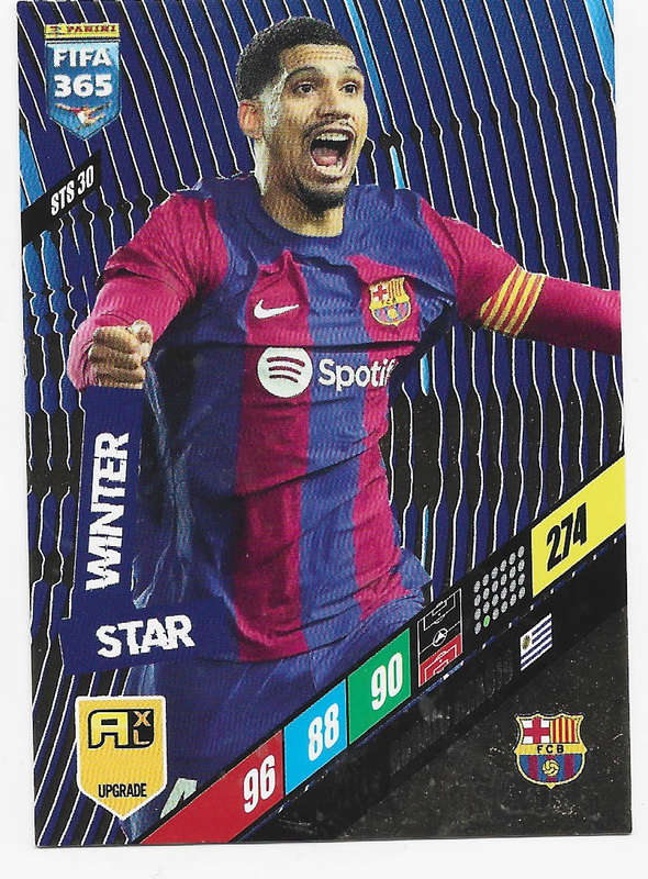 RONALD ARAUJO - PANINI `FIFA 365 COLLECTION` 2024 UPDATES - `WINTER STAR" TRADING CARD STS30