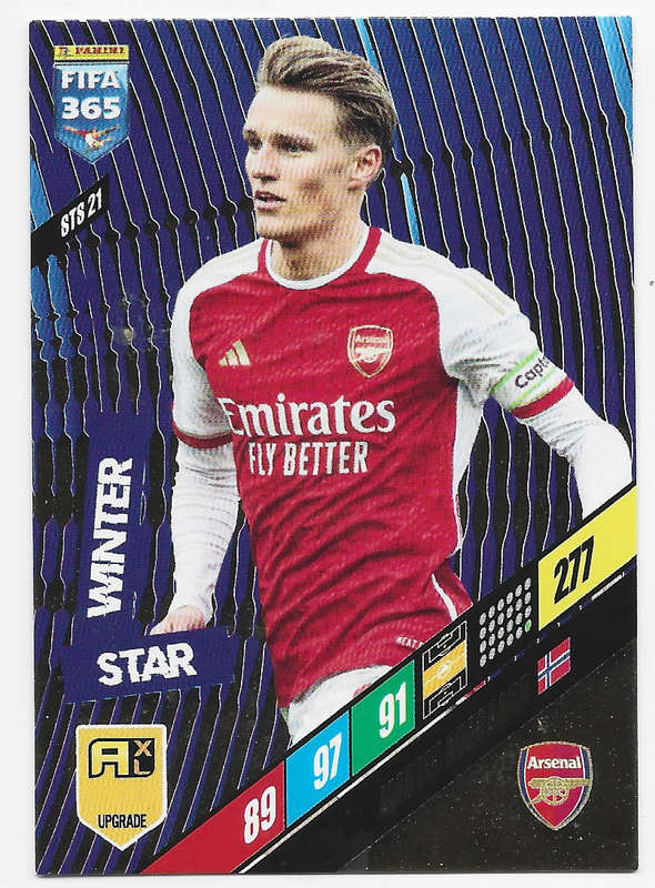 MARTIN ODEGAARD - PANINI `FIFA 365 COLLECTION` 2024 UPDATES - `WINTER STAR" TRADING CARD STS21