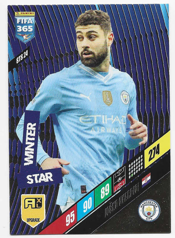 JOSKO GVARDIOL - PANINI `FIFA 365 COLLECTION` 2024 UPDATES - `WINTER STAR" TRADING CARD STS24