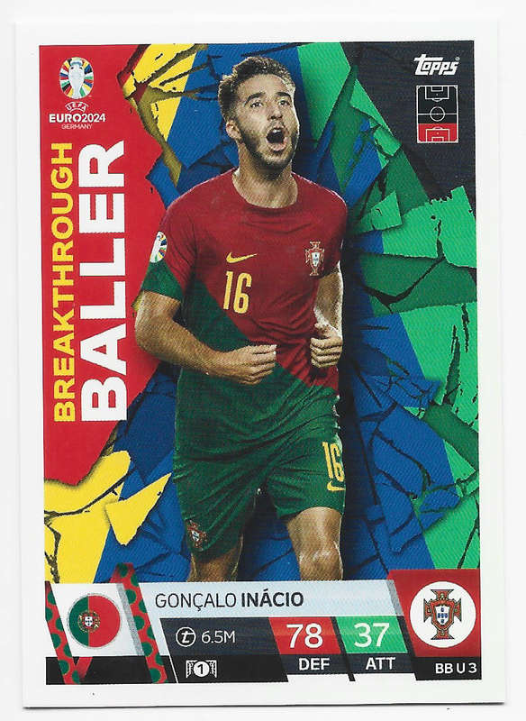 GONCALO INACIO - Topps `UEFA EURO 2024` Collection - BALLER "ROOKIE" TRADING CARD