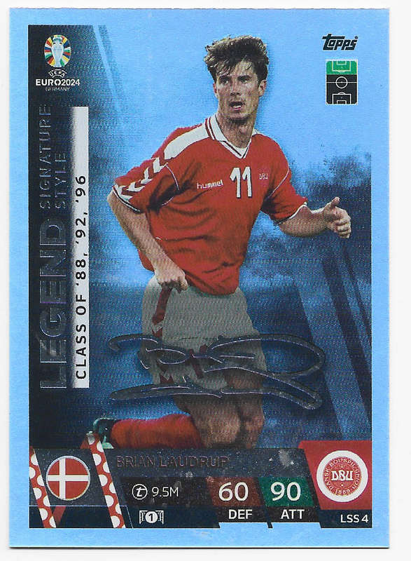 BRIAN LAUDRUP - Topps `UEFA EURO 2024` Collection - LEGEND `SIGNATURE` Trading Card LSS04