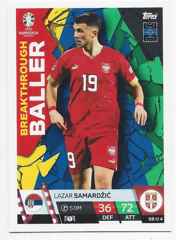 LAZAR SAMARDZIC - Topps `UEFA EURO 2024` Collection - BALLER "ROOKIE" TRADING CARD