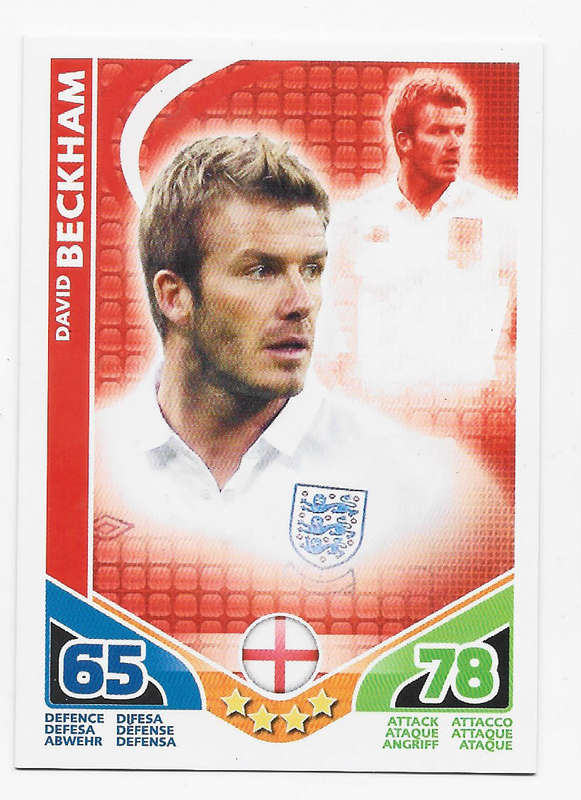 DAVID BECKHAM - TOPPS `MATCH ATTAX WORLD STARS` 2010 -  BASE TRADING CARD