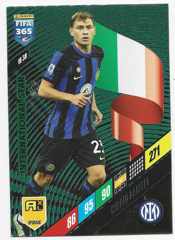 NICOLO BARELLA - PANINI `FIFA 365 COLLECTION` UPDATES 2024 - FOIL `INTERNATIONAL STAR" CARD IS38