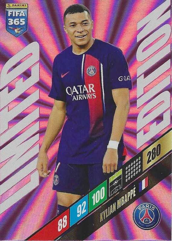 KYLLIAN MBAPPE - PANINI `FIFA 365 COLLECTION`  2024 - `LIMITED EDITION` FOIL TRADING CARD