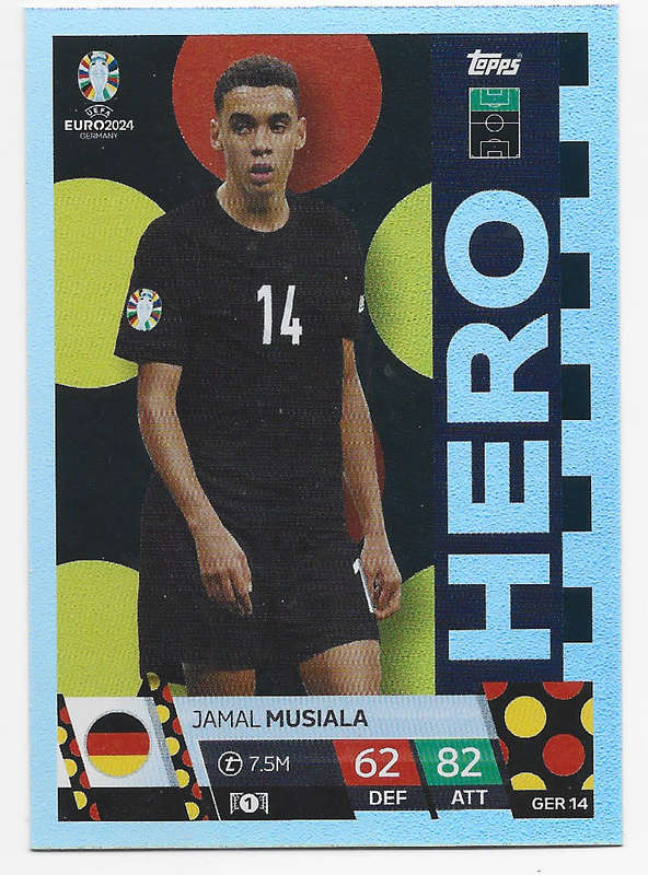 JAMAL MUSIALA - Topps `UEFA EURO 2024` Collection - FOIL`HERO` Trading Card GER14
