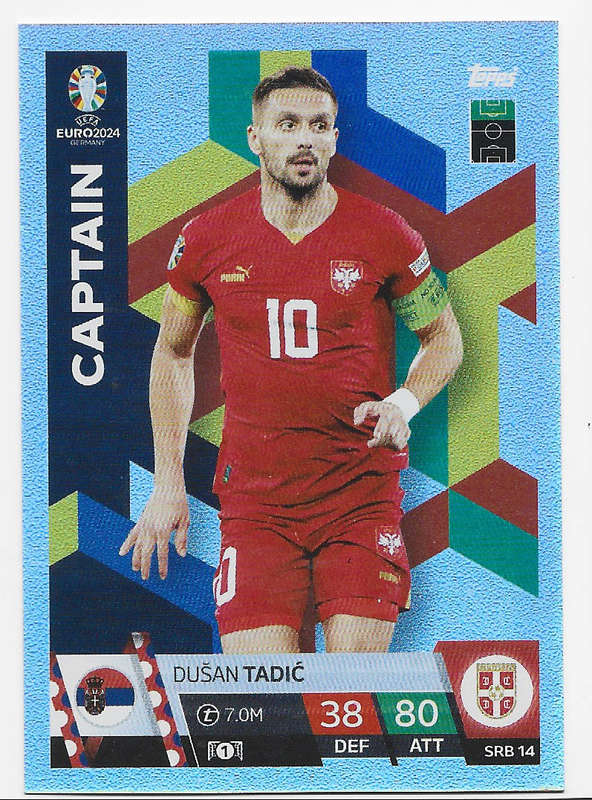 DUSAN TADIC - Topps `UEFA EURO 2024` Collection - FOIL`CAPTAIN` Trading Card SRB14